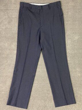 Zanella Slacks Dress Pants Men's 34 x 31 Blue Gray Slate Todd Melange Wool